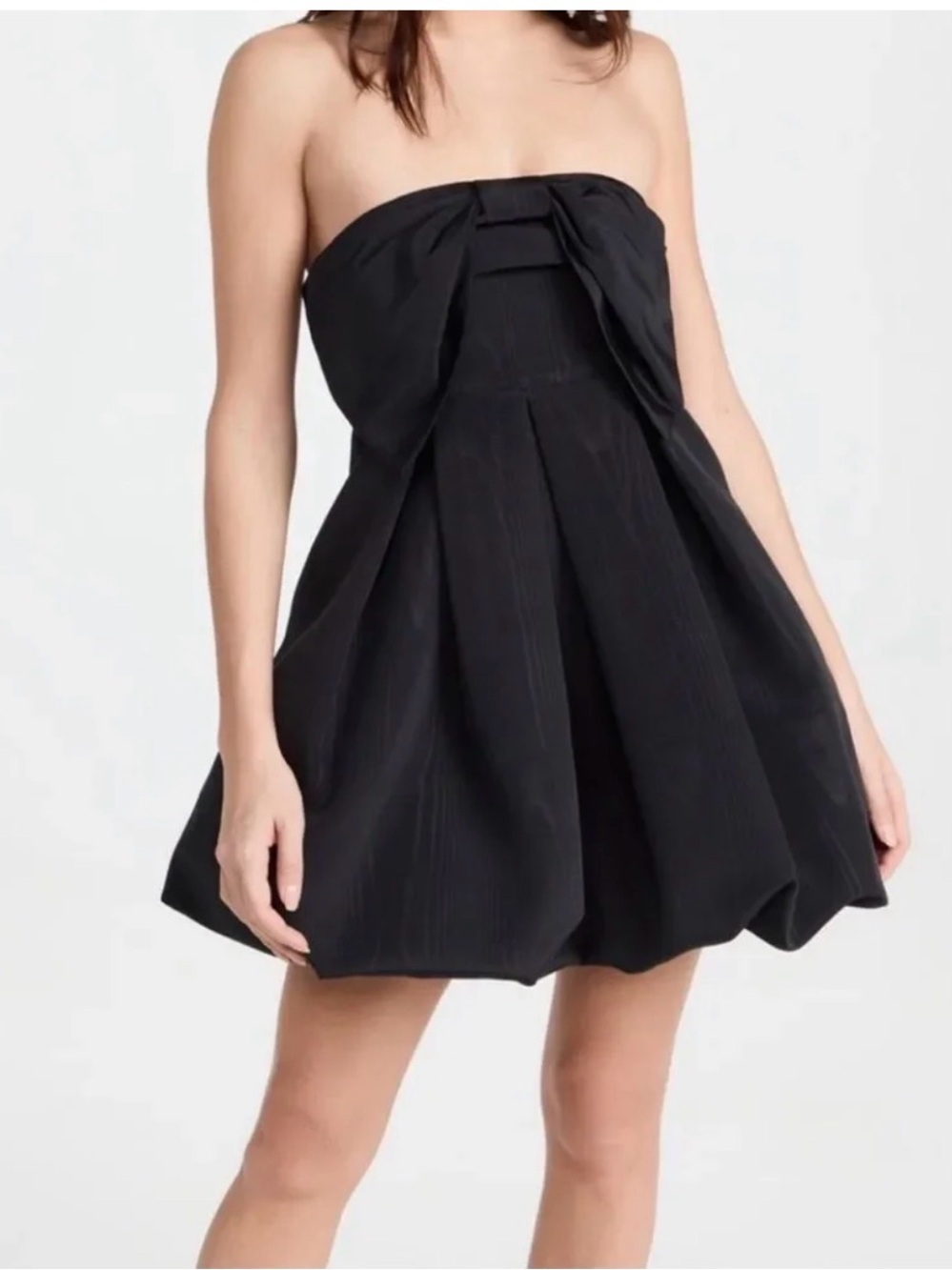 LoveShackFancy Black Kerrigan Strapless Balloon-Hem Mini Dress